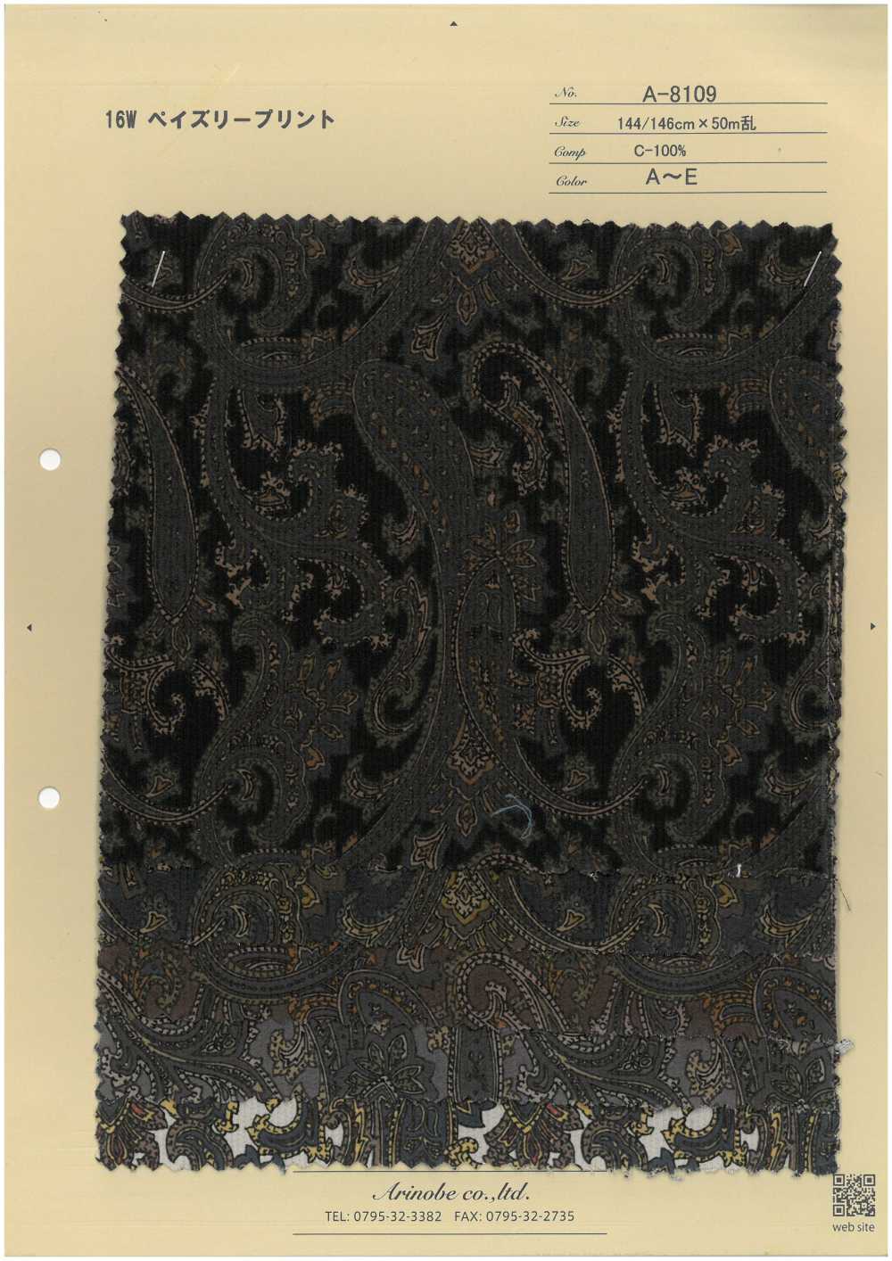 A-8109 16W Corduroy Paisley Print[Textile / Fabric] ARINOBE CO., LTD.