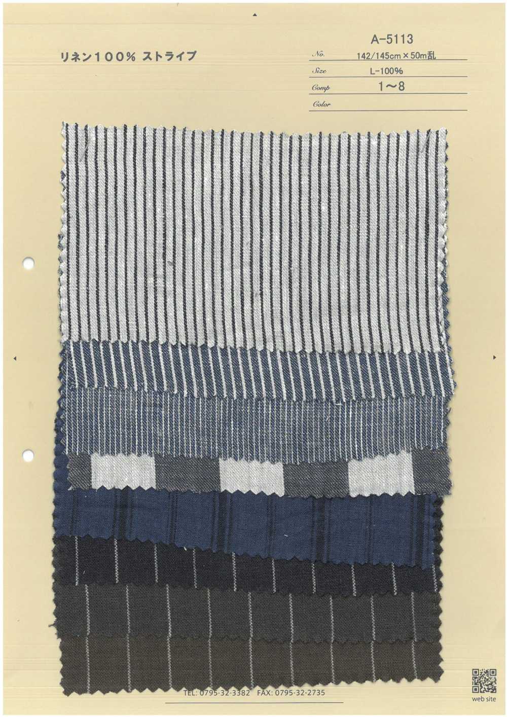 A-5113 100% Linen Striped[Textile / Fabric] ARINOBE CO., LTD.