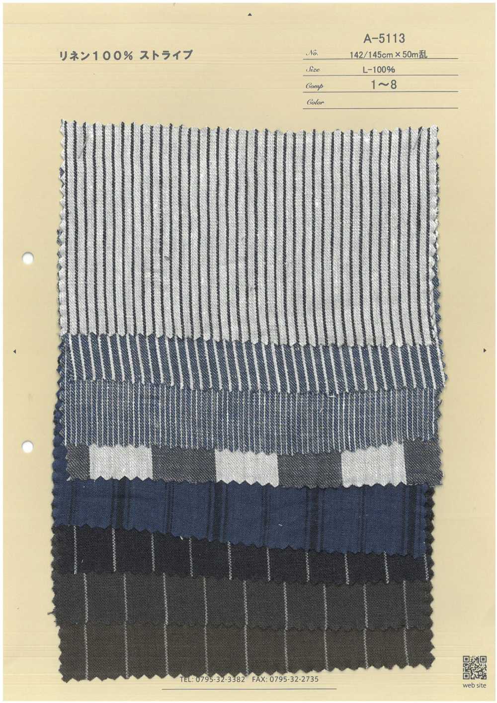 A-5113 100% Linen Striped[Textile / Fabric] ARINOBE