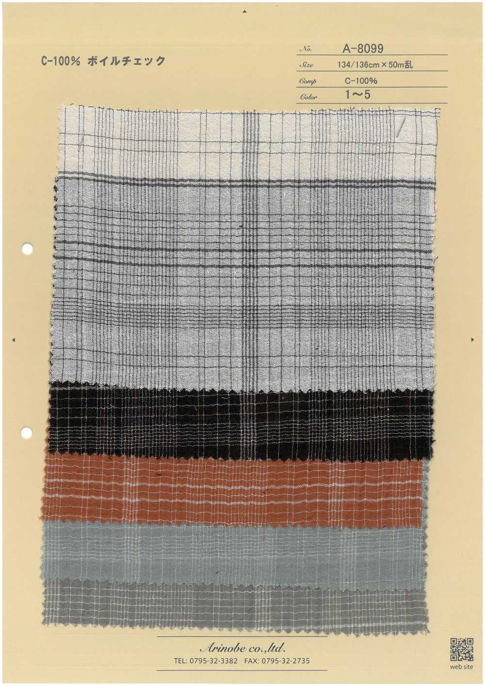 A-8099 C-100% Voile Check[Textile / Fabric] ARINOBE