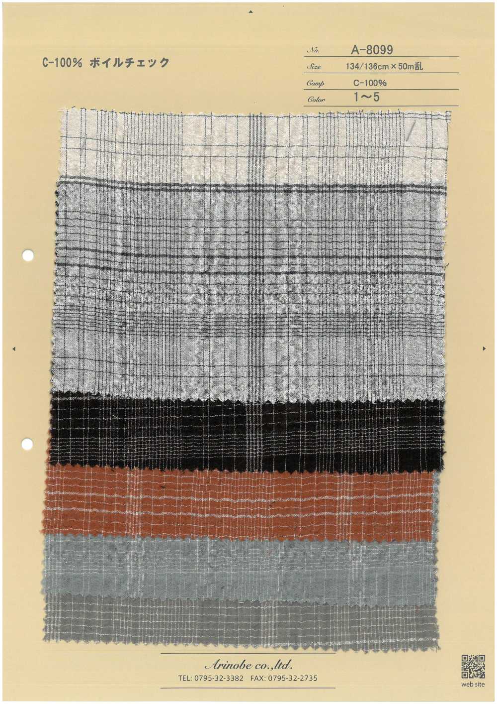 A-8099 C-100% Voile Check[Textile / Fabric] ARINOBE CO., LTD.