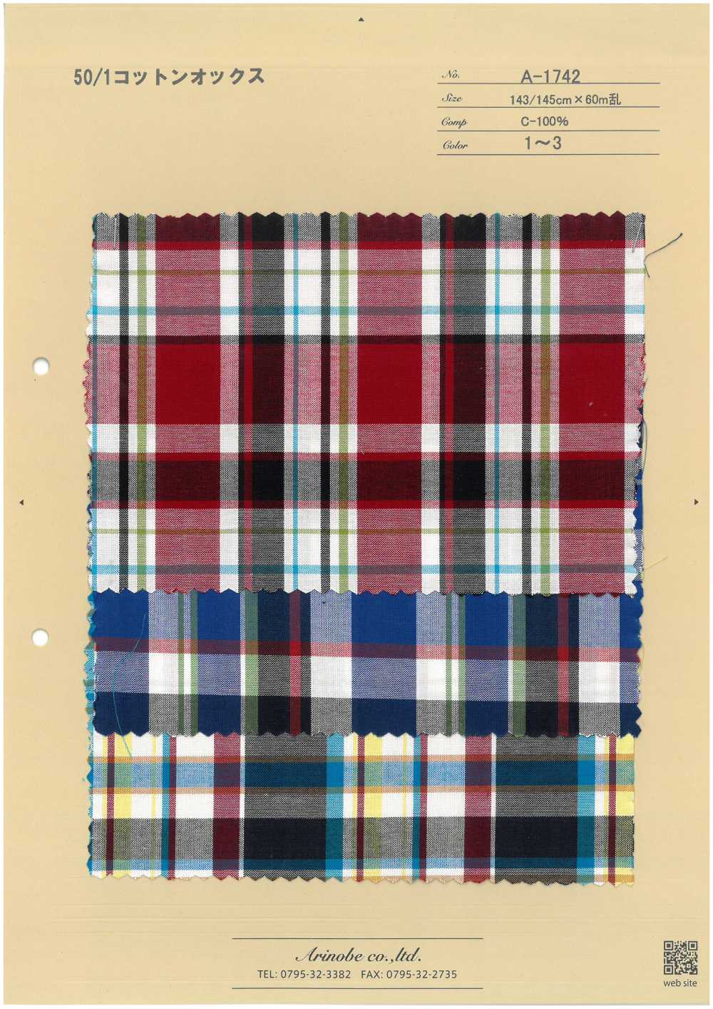 A-1742 50/1 Cotton Oxford[Textile / Fabric] ARINOBE CO., LTD.