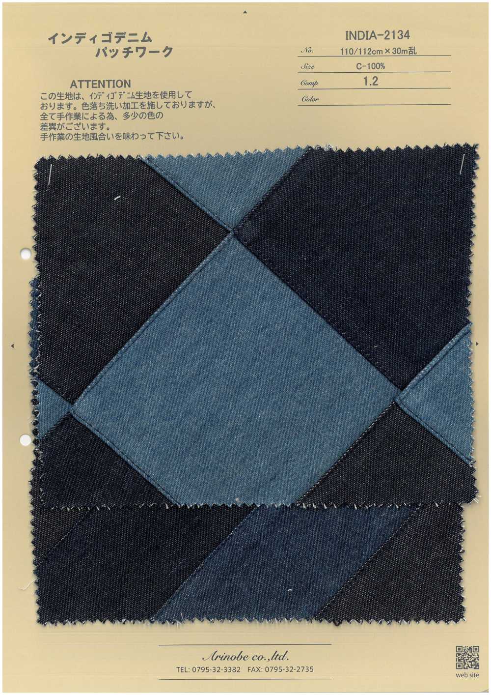 INDIA-2134 Indigo Denim Patchwork[Textile / Fabric] ARINOBE CO., LTD.