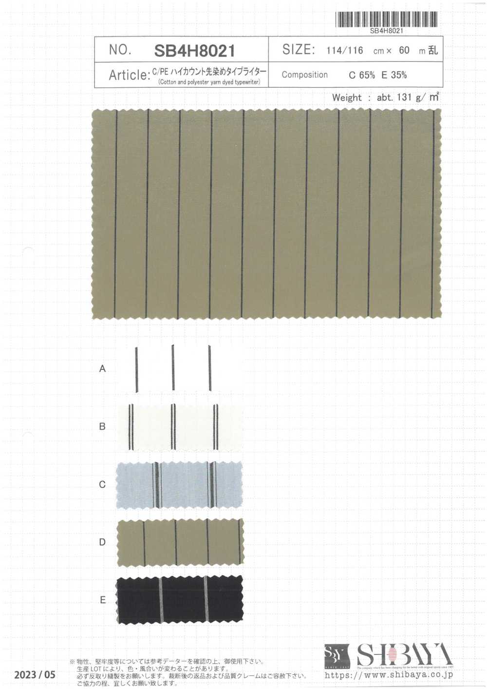 SB4H8021 C/PE High Count Yarn Dyed Typewritter Cloth[Textile / Fabric] SHIBAYA