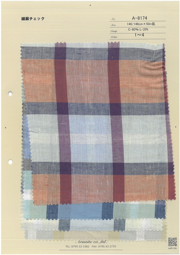 A-8174 Linen Check[Textile / Fabric] ARINOBE