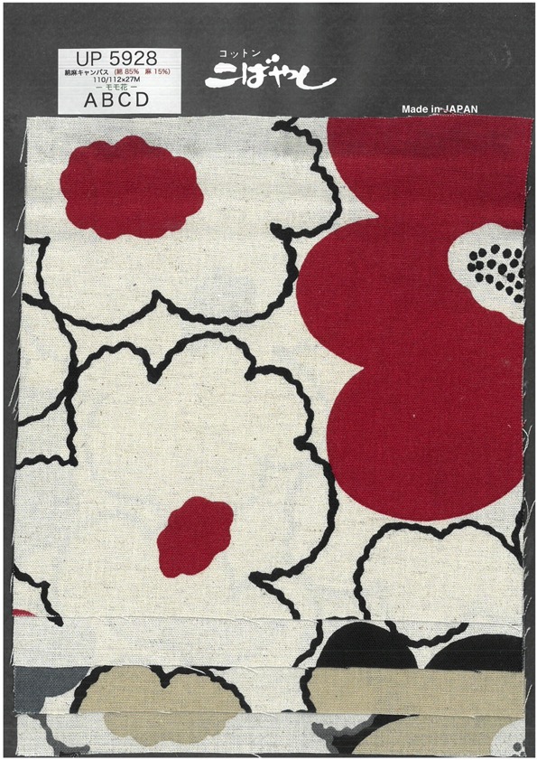 UP5928 Linen Linen Canvas Peach Flower Print[Textile / Fabric]