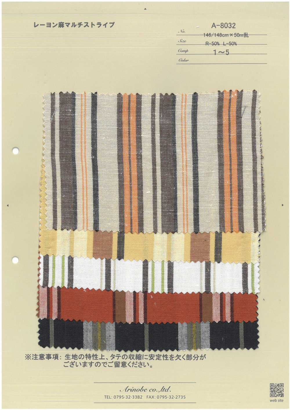 A-8032 Rayon Linen Multi-stripe[Textile / Fabric] ARINOBE
