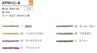 ATY01(L)-B Linen Twisted Yarn String 1.3MM[Ribbon Tape Cord] Cordon
