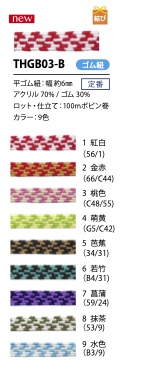 THGB03-B Japanese Style Elastic Webbing, Checkered Pattern, 6mm[Elastic Band] Cordon