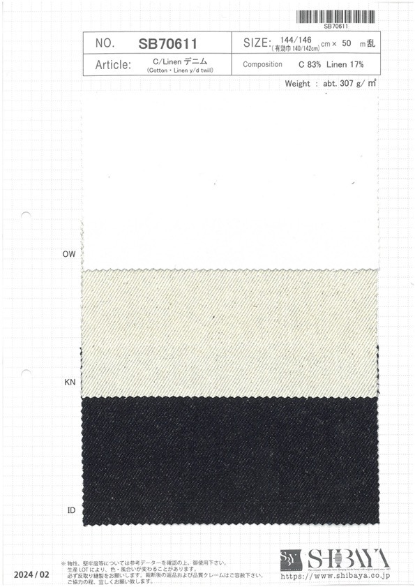 SB70611 C/Linen Denim[Textile / Fabric] SHIBAYA