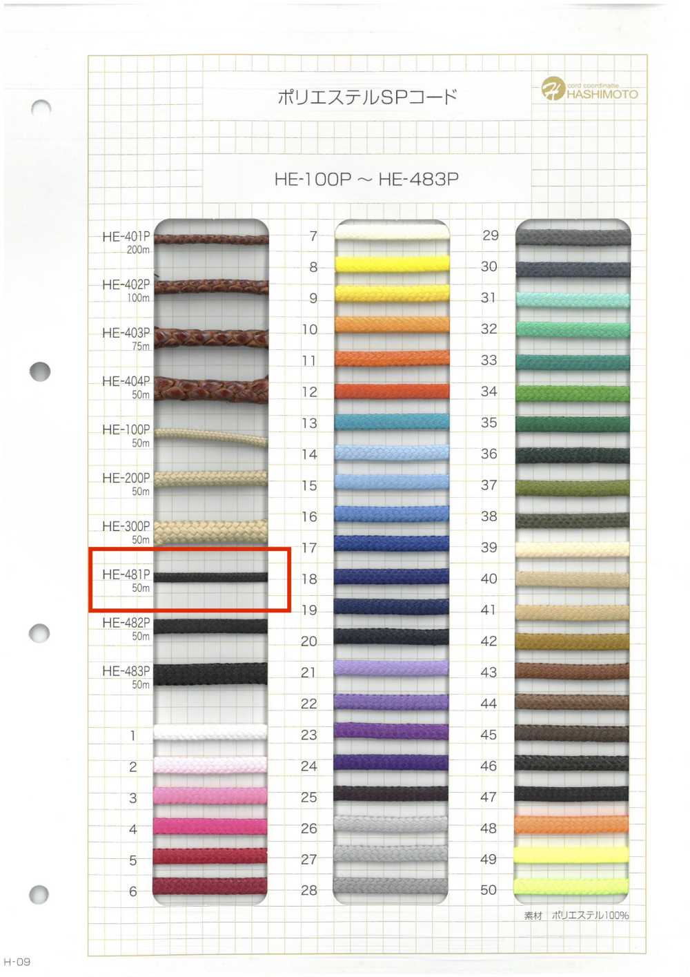 HE-481P Ester Coated Cord[Ribbon Tape Cord] No Name