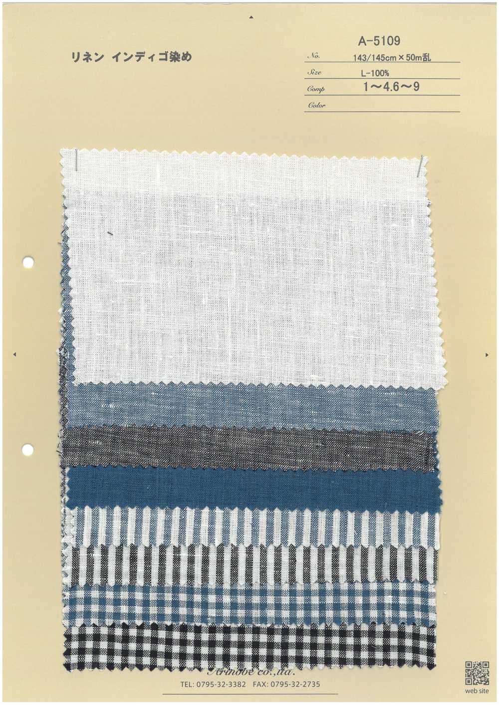 A-5109 Linen Indigo Dyed[Textile / Fabric] ARINOBE