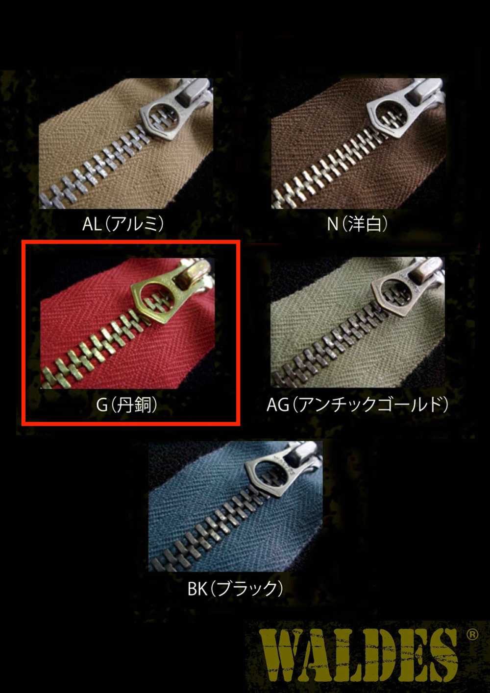 75-G-CO-C WALDES Vintage Zipper , Red Brass (Gold), Size 75, Cotton Tape, Closed End Asahi Zipper