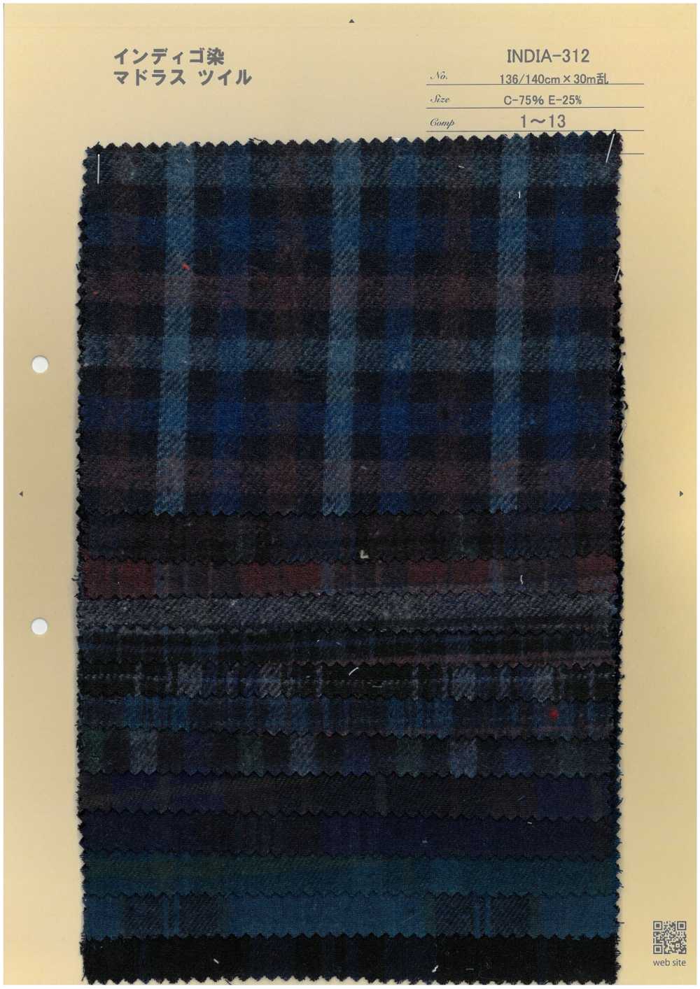 INDIA-312 Indigo-dyed Madras Twill[Textile / Fabric] ARINOBE