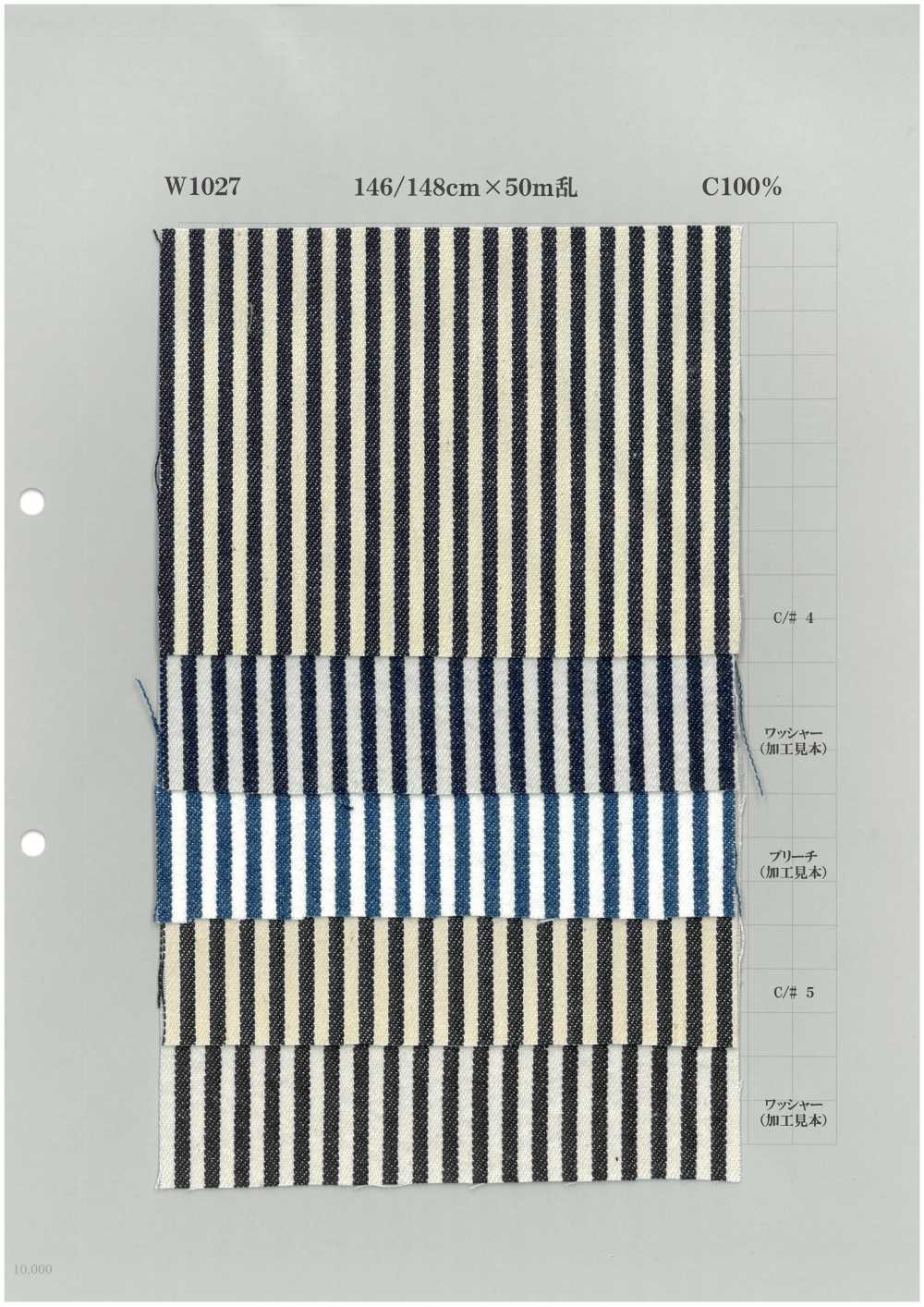 W1027 Cotton Bold Stripe Hickory Denim 7oz[Textile / Fabric] Yoshiwa Textiles