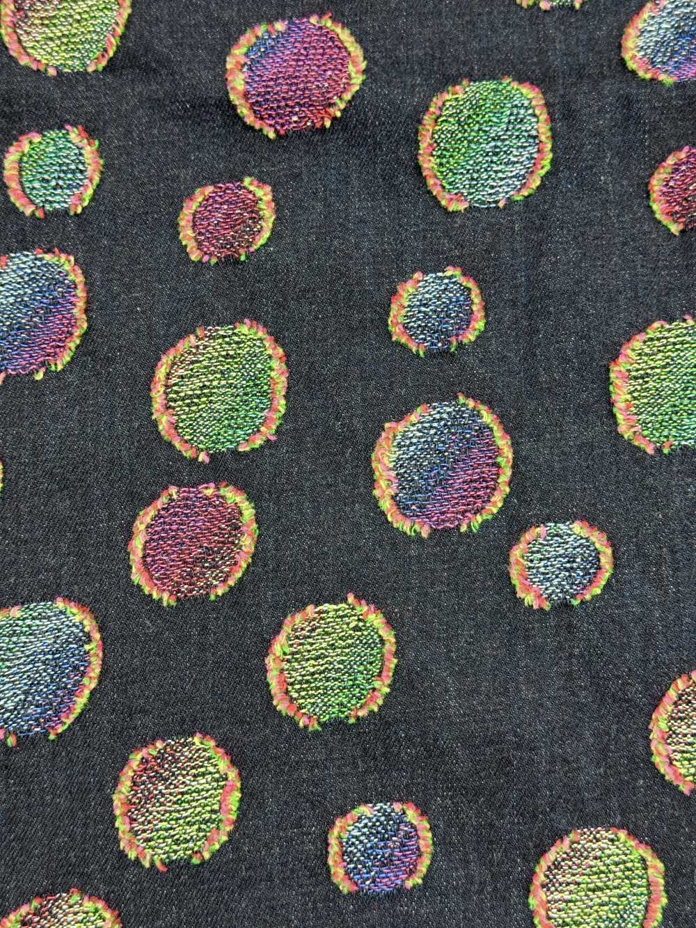 FY1589-IDC20CUT Colorful Polka Dot Cut Jacquard Denim[Textile / Fabric] DUCK TEXTILE
