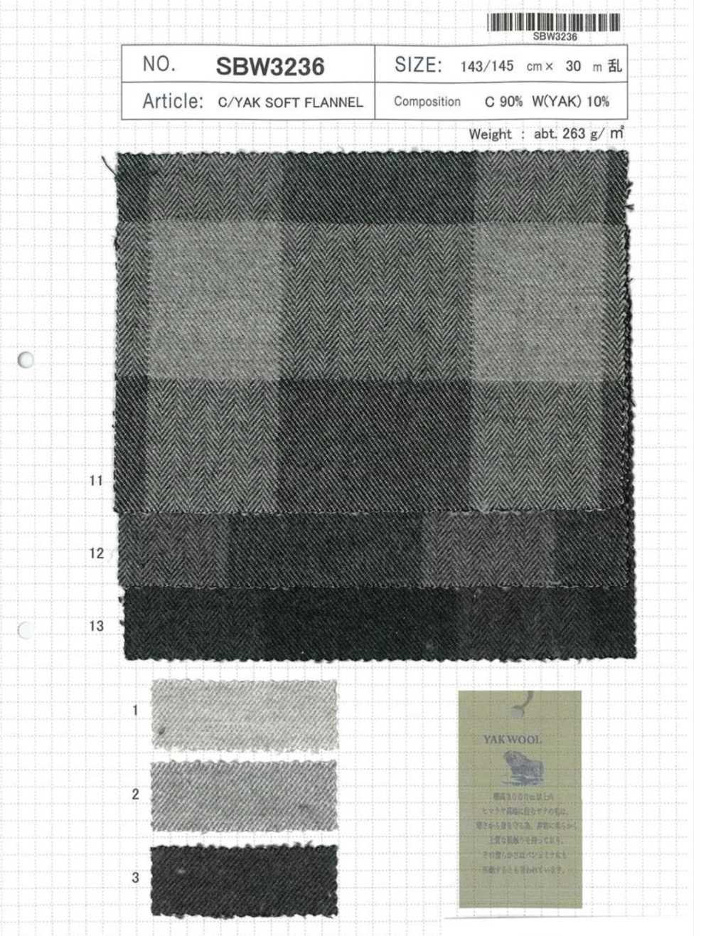 SBW3236 C/YAK SOFT FLANNEL[Textile / Fabric] SHIBAYA