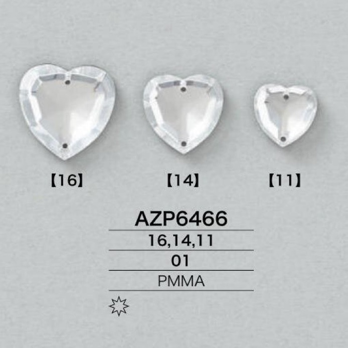 AZP6466 Acrylic Resin Sew-On Heart Part[Other Miscellaneous Goods] IRIS