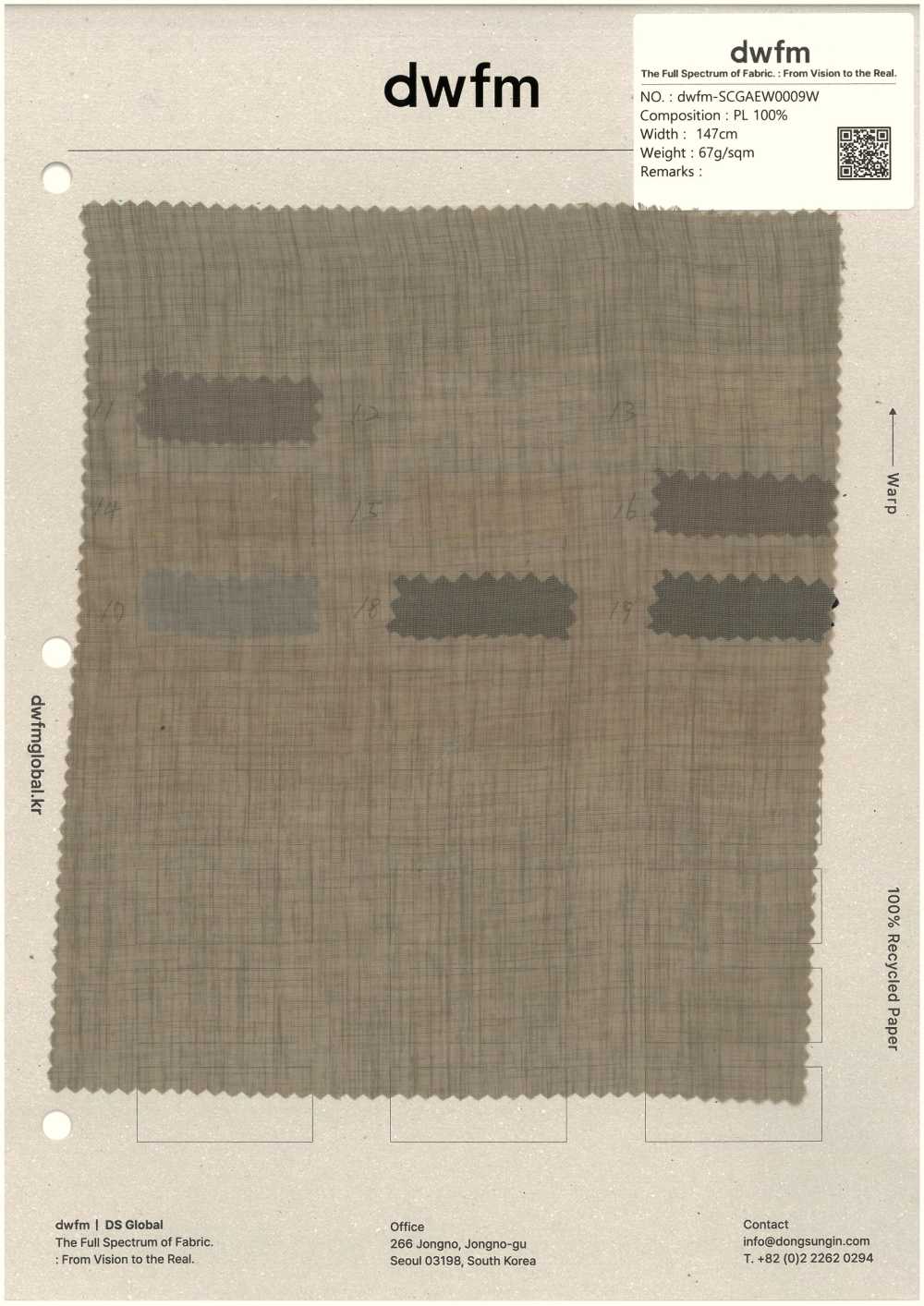 DWFM-SCGAEW0009W Polyester Airy Cloth[Textile / Fabric]