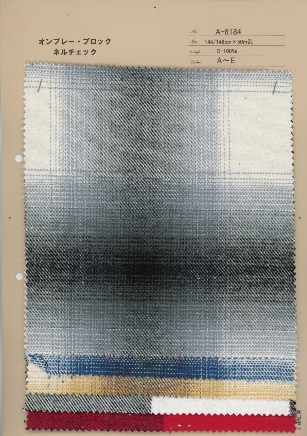 A-8184 Ombre Block Flannel Check[Textile / Fabric] Arinobe Shoten