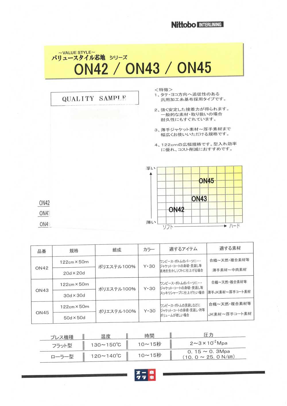 ON42 General-purpose Lead For Heavy Clothing (20D)[Interlining] Nittobo