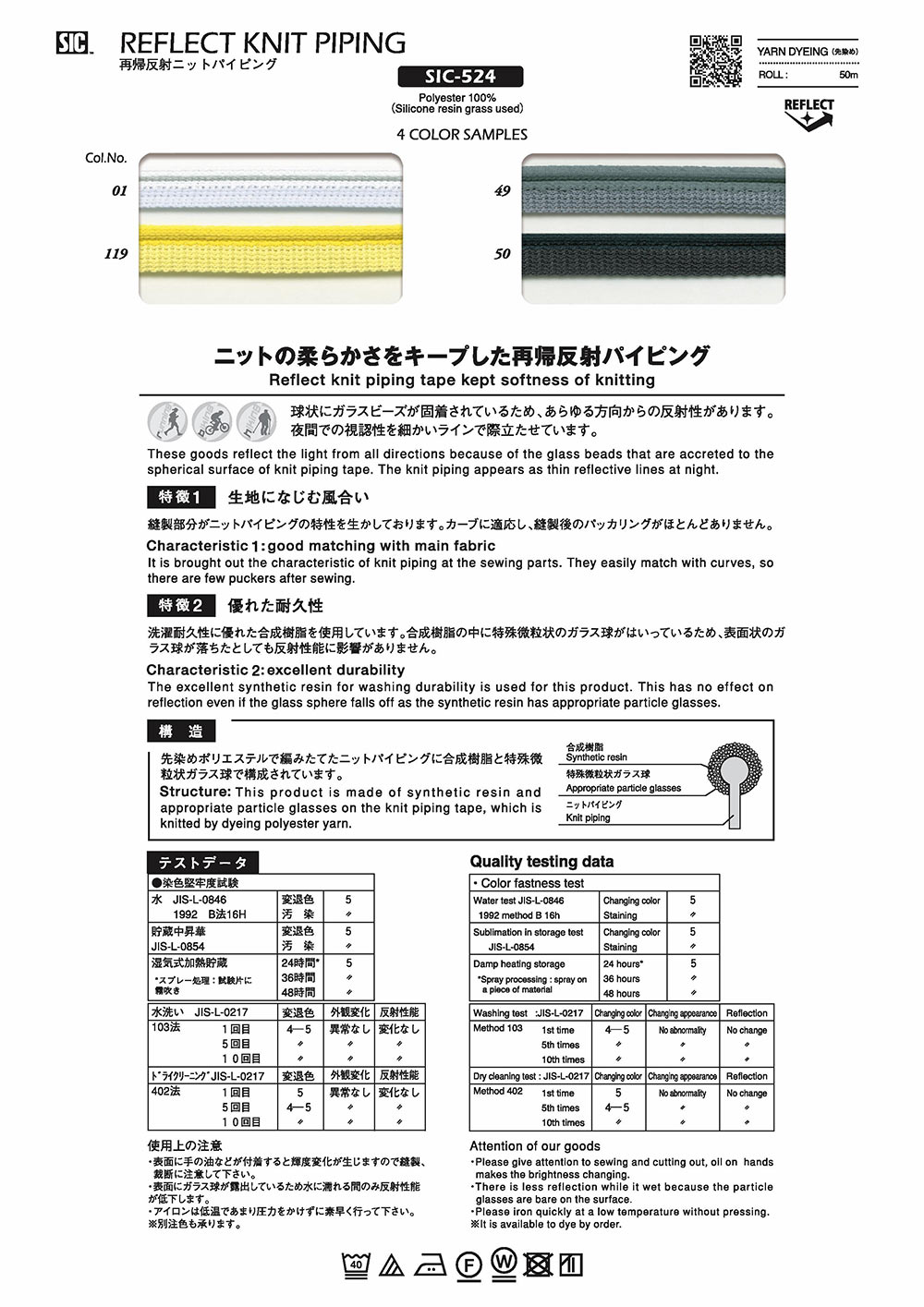 SIC-524 Recursive Roll Firing Knit Piping Tape[Ribbon Tape Cord] SHINDO(SIC)