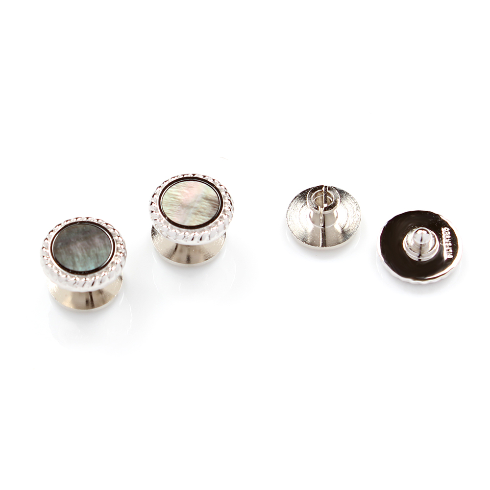 A-2 Sterling Silver Stud Button Mother Of Pearl Shell Silver Round[Formal Accessories] Yamamoto(EXCY)