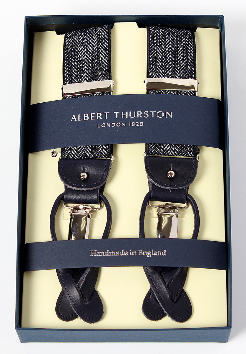 AT-3050 ALBERT THURSTON Herringbone Navy Blue Elastic 35mm[Formal Accessories] ALBERT THURSTON