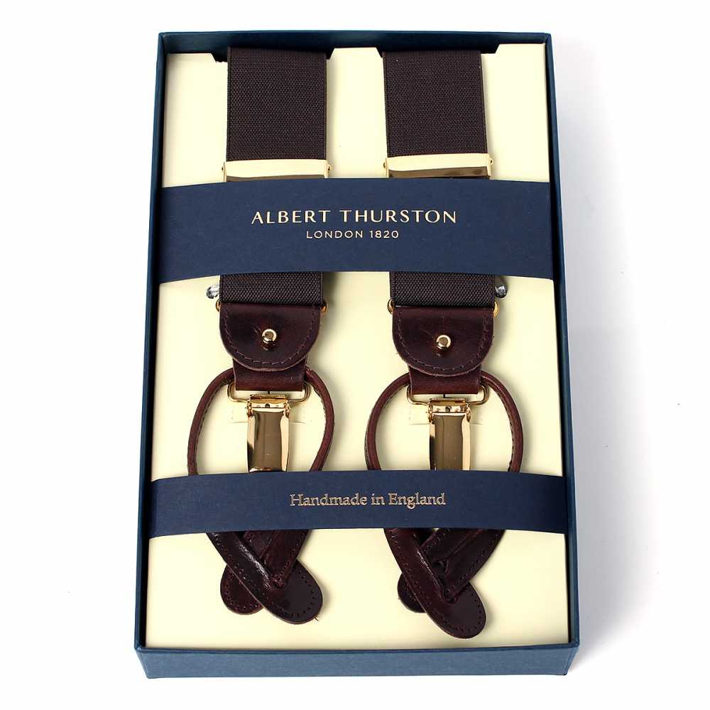 AT-BROWN Albert Thurston Suspenders Brown Elastic (Elastic Band)[Formal Accessories] ALBERT THURSTON