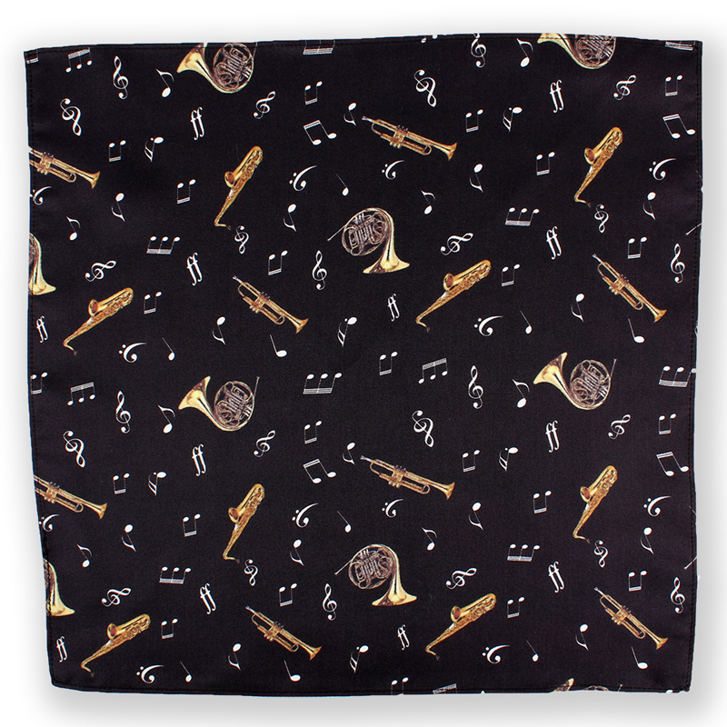 CF-JAZZ-BK Silk Print Pocket Square Jazz Black[Formal Accessories] Yamamoto(EXCY)