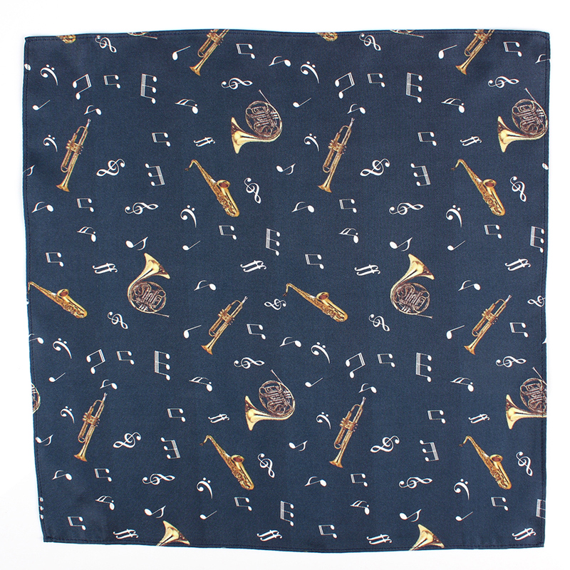 CF-JAZZ-NV Silk Print Pocket Square Jazz Navy Blue[Formal Accessories] Yamamoto(EXCY)