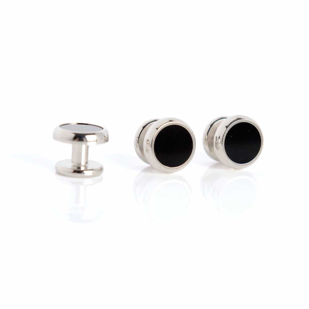 E-1-S Stud Button Onyx Silver Round[Formal Accessories] Yamamoto(EXCY)