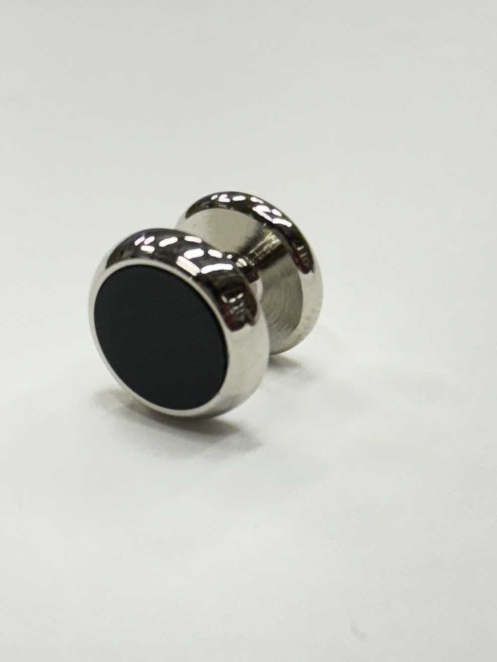 E-1 Stud Buttons, Onyx, Silver, Round (1 Piece)[Formal Accessories]
