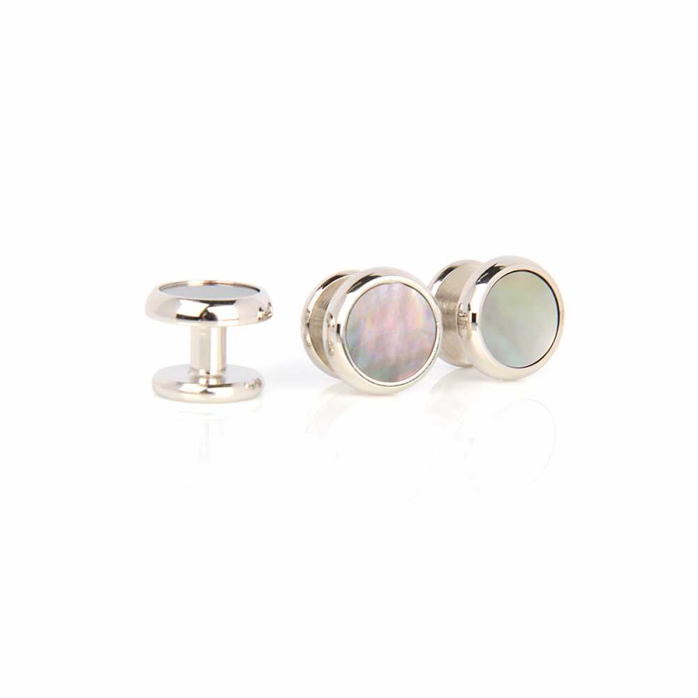 E-2-S Stud Button, Mother Of Pearl Shell , Silver, Round[Formal Accessories] Yamamoto(EXCY)