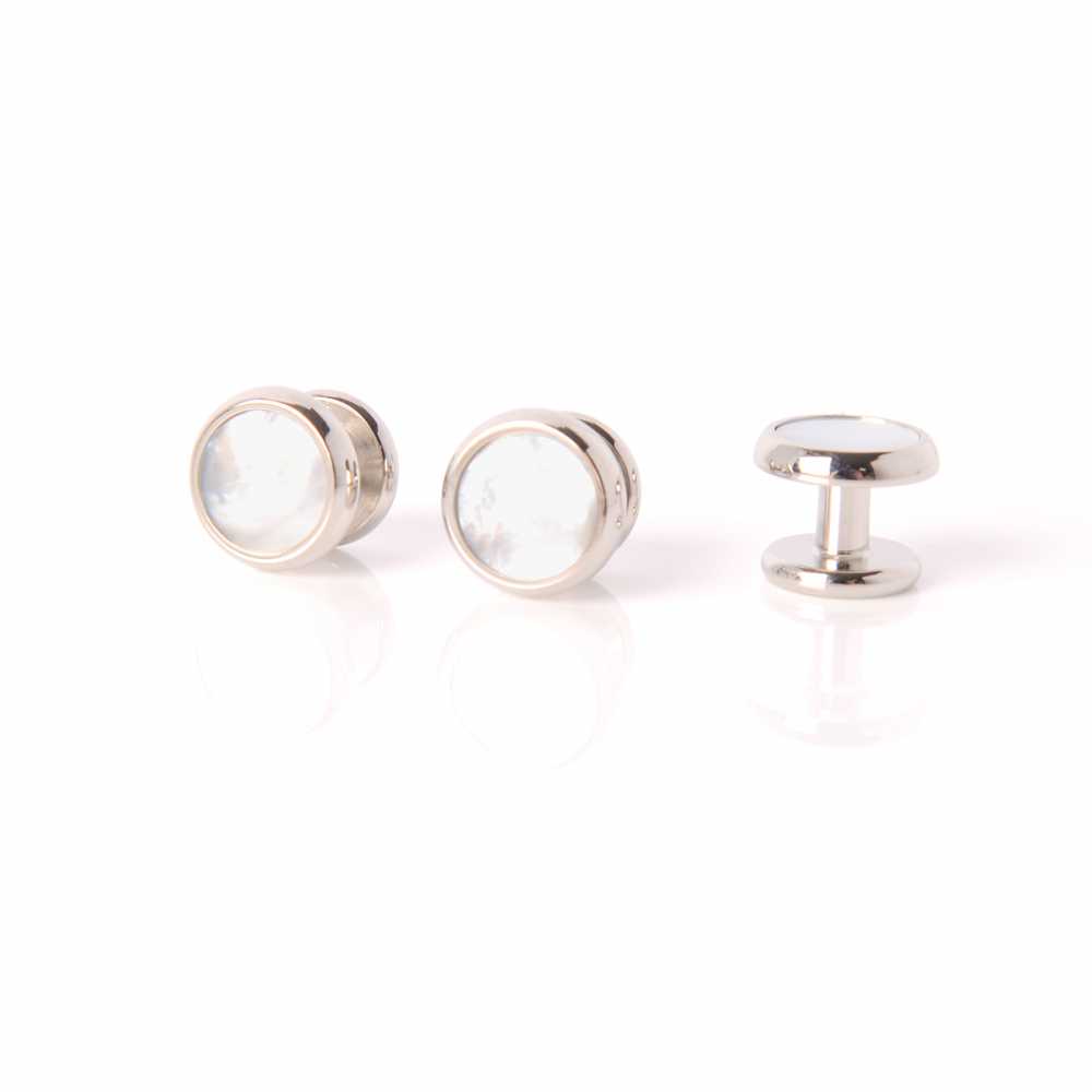 E-3-S Stud Button, Mother Of Pearl Shell , Silver, Round[Formal Accessories] Yamamoto(EXCY)