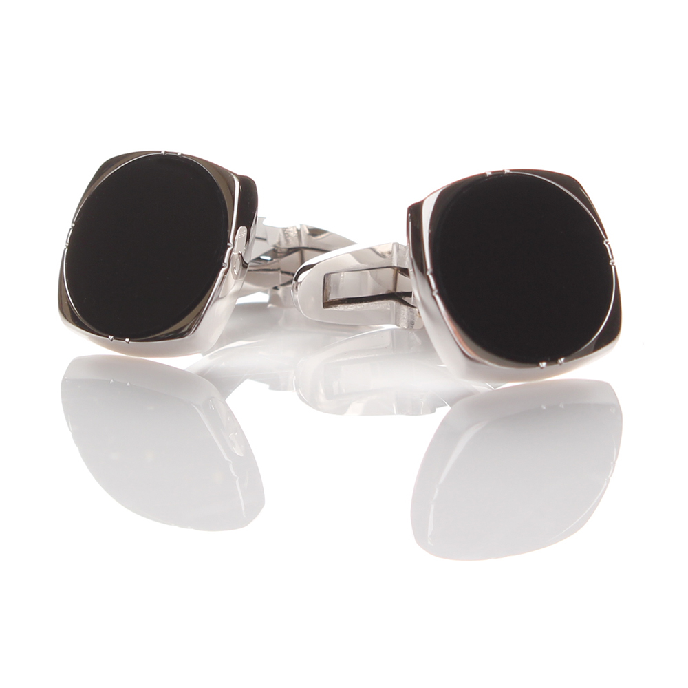K-1 Sterling Silver Formal Cufflinks Onyx Silver Rounded Corners[Formal Accessories] Yamamoto(EXCY)