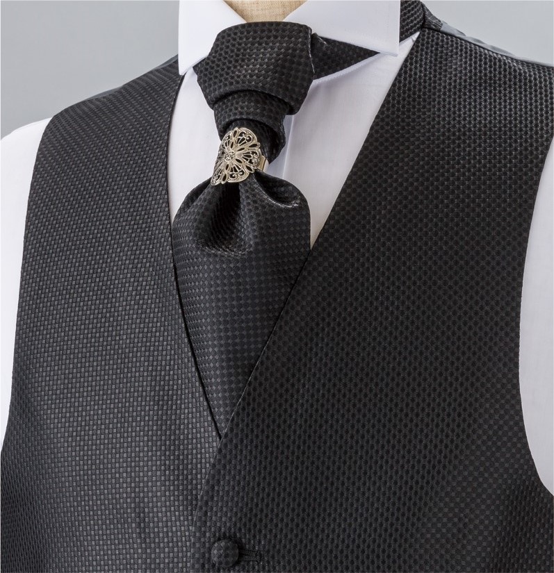 V-986 Formal Vest Silk Jacquard Moss Stitch Pattern Black[Formal Accessories] Yamamoto(EXCY)
