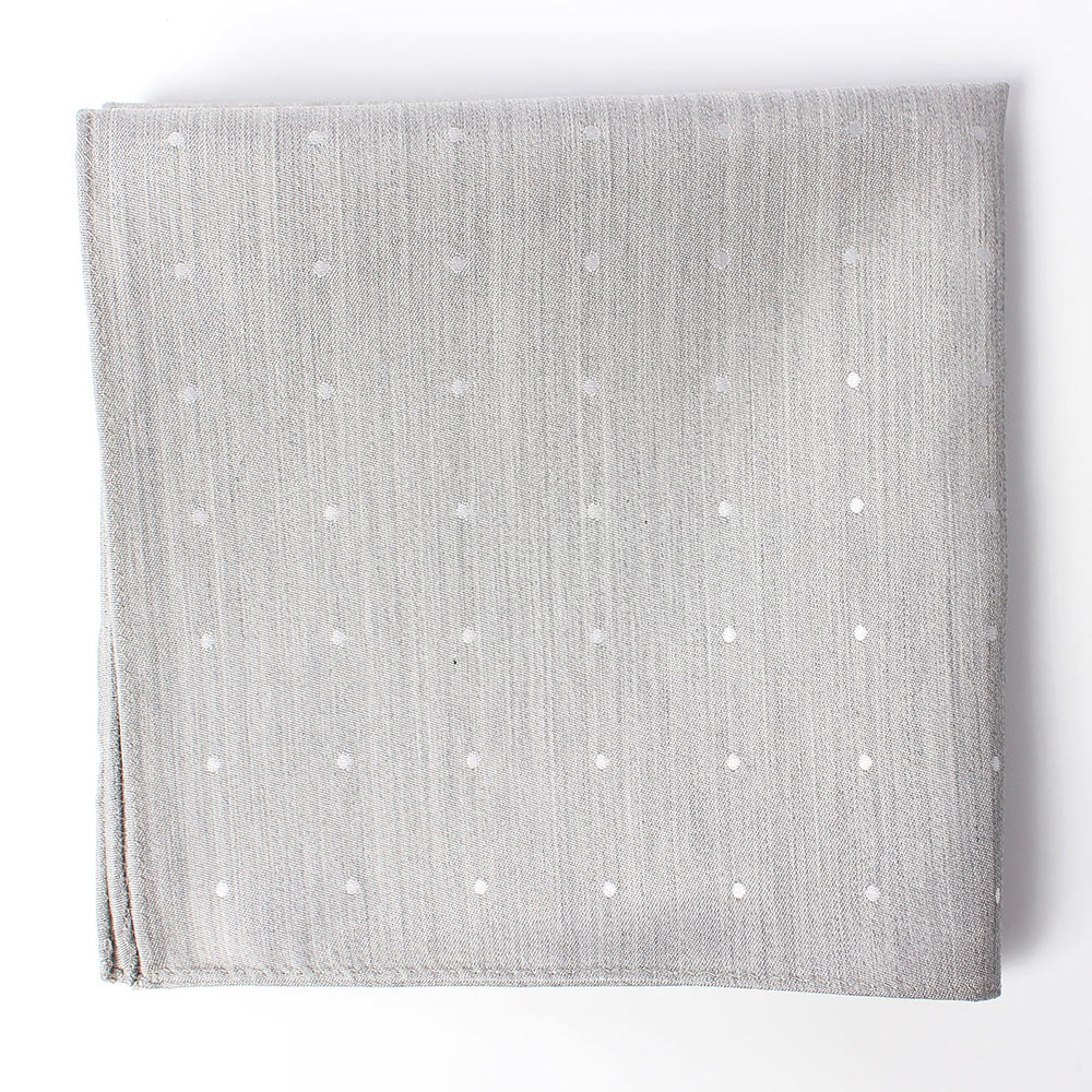 VCF-29 VANNERS Textile Used Pocket Square Dot Pattern Denim-like Jacquard Ice Gray[Formal Accessories] Yamamoto(EXCY)