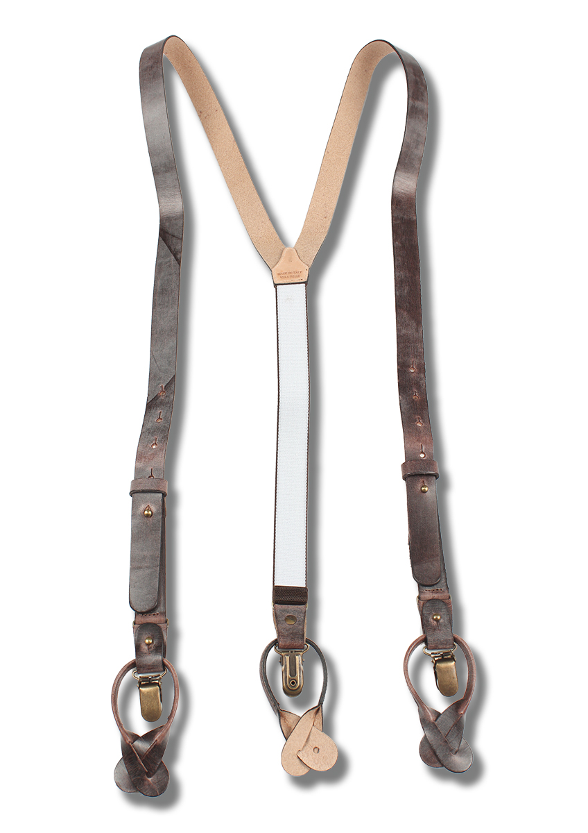 VAR-008-BR BRETELLE & BRACES Suspenders Leather Antique Brown[Formal Accessories] Bretelle & Braces