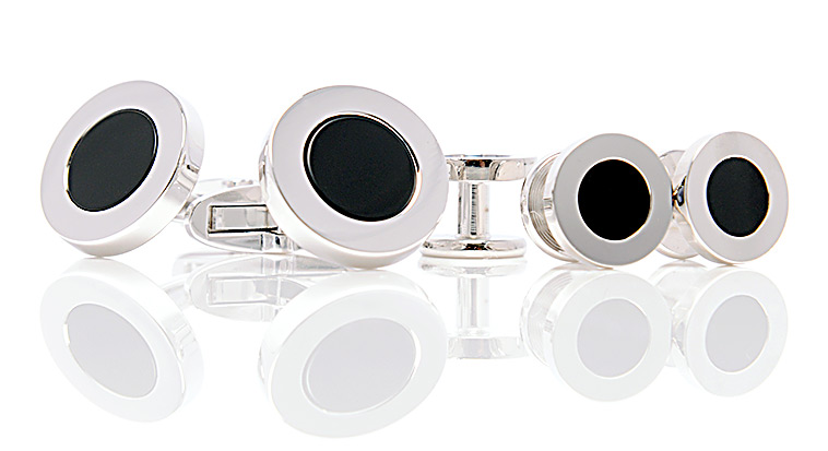 CU925-2G EXCY LEGEND Sterling Silver Cufflinks & Stud Set Onyx[Formal Accessories] Yamamoto(EXCY)