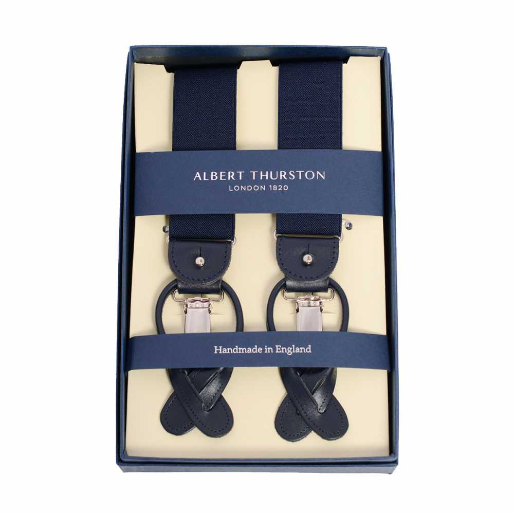 AT-NAVY-XL Albert Thurston Suspenders Navy Blue No Pattern 35MM XL Size[Formal Accessories] ALBERT THURSTON