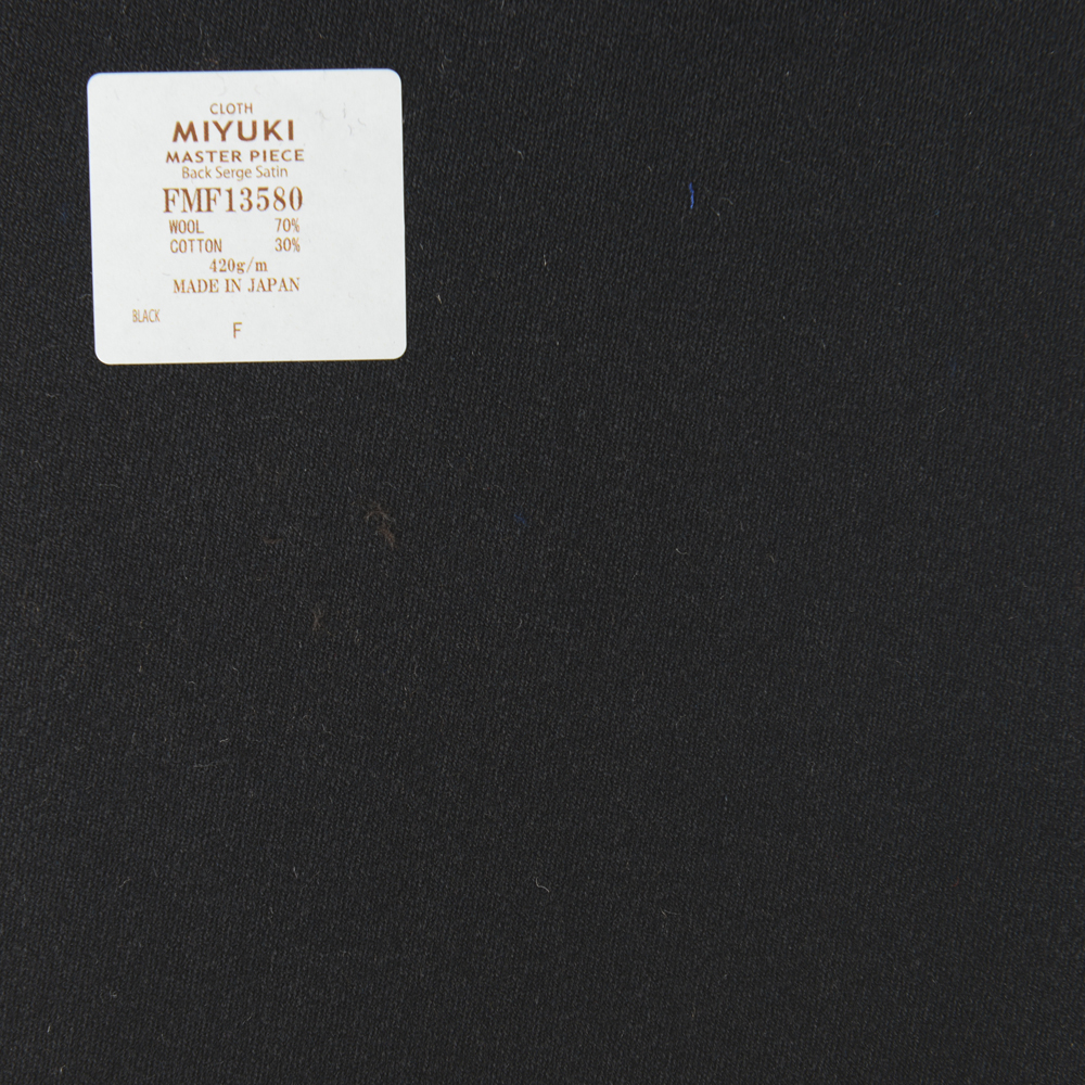 FMF13580 Masterpiece Back Serge Satin Plain Wool Cotton Black[Textile] Miyuki Keori (Miyuki)