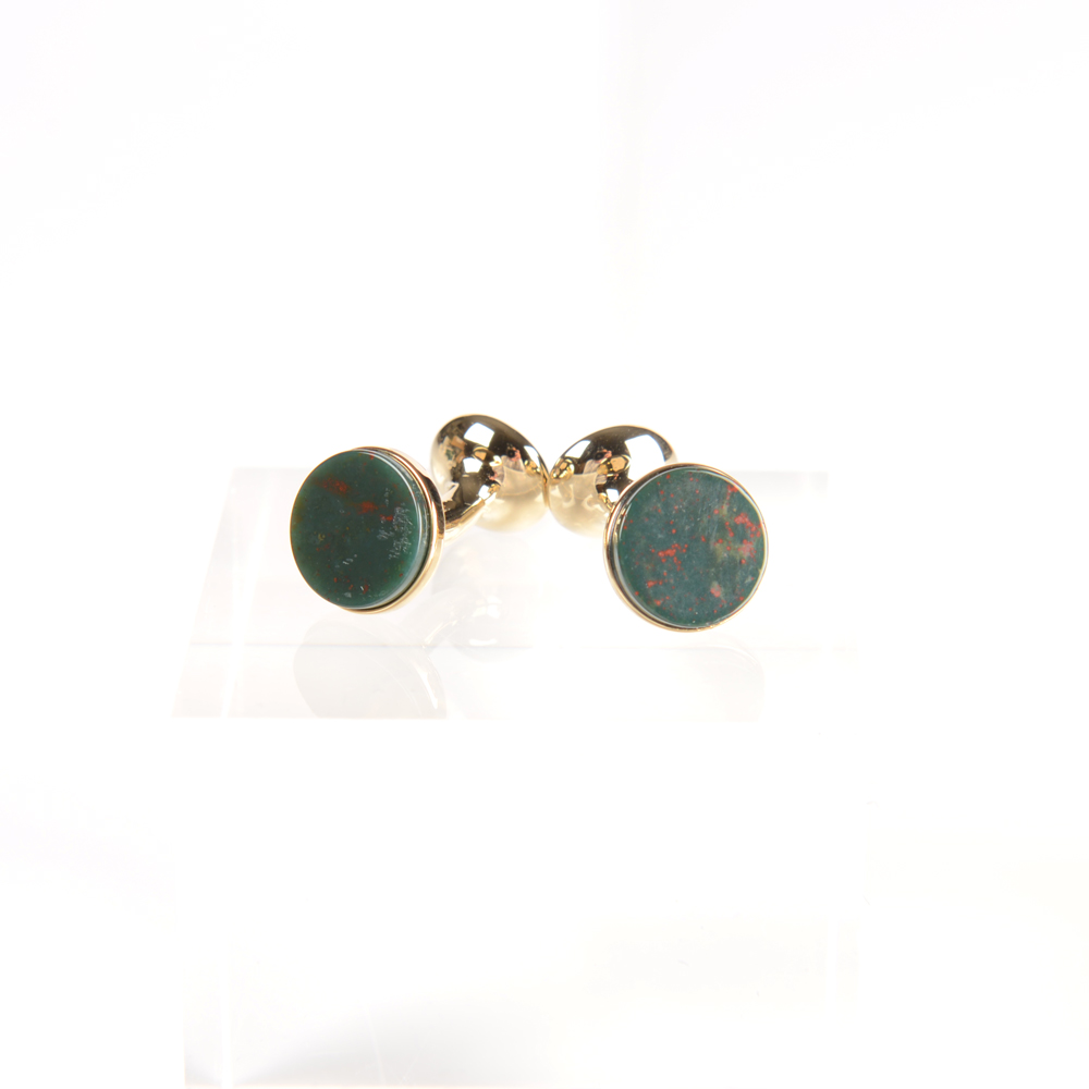 CO-C02-GD CODIS MAYA Bloodstone Bow Cufflinks Gold[Formal Accessories] CODIS MAYA