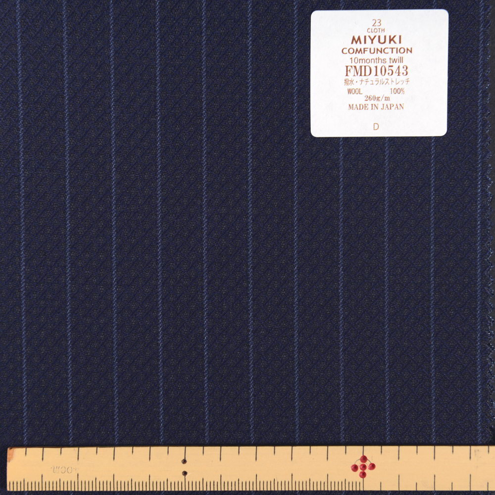 FMD10543 Complex 10 Month Twill Water Repellent Natural Stretch Stripe &amp; Woven Check Blue[Textile] Miyuki Keori (Miyuki)