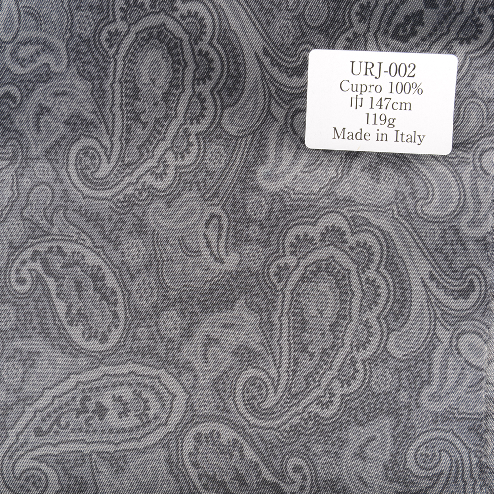 URJ-002 Made In Italy Cupra 100% Print Lining Paisley Pattern Gray TCS