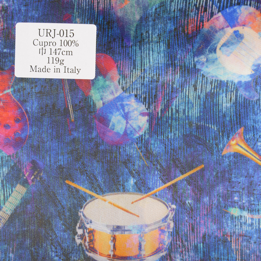 URJ-015 Made In Italy Cupra 100% Printed Lining Fantastic Musical Instrument Pattern TCS