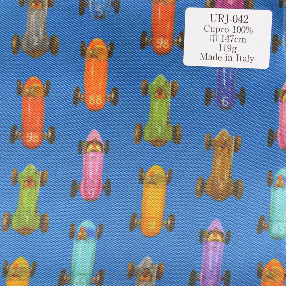 URJ-042 Made In Italy Cupra 100% Print Lining Classic Car Pattern Blue TCS