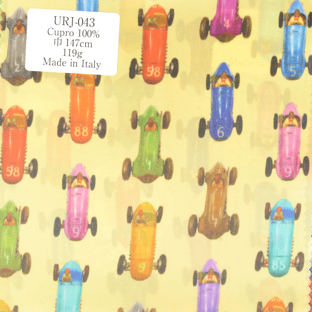 URJ-043 Made In Italy Cupra 100% Print Lining Classic Car Pattern Yellow TCS