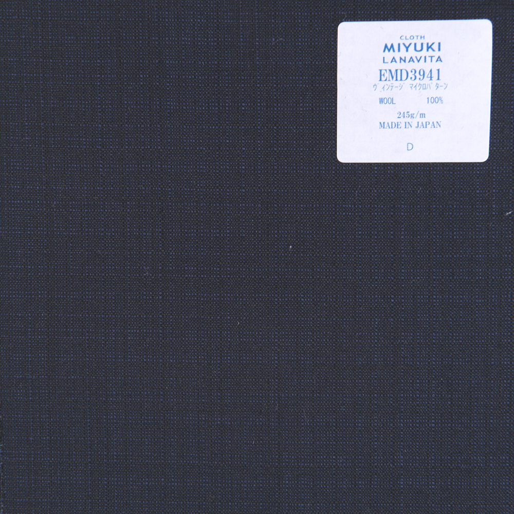 EMD3941 Fine Wool Collection Vintage Micro Pattern Navy Blue[Textile] Miyuki Woolen Mills