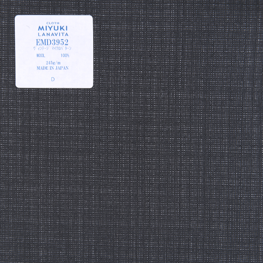 EMD3952 Fine Wool Collection Vintage Micro Pattern Charcoal Gray[Textile] Miyuki Woolen Mills